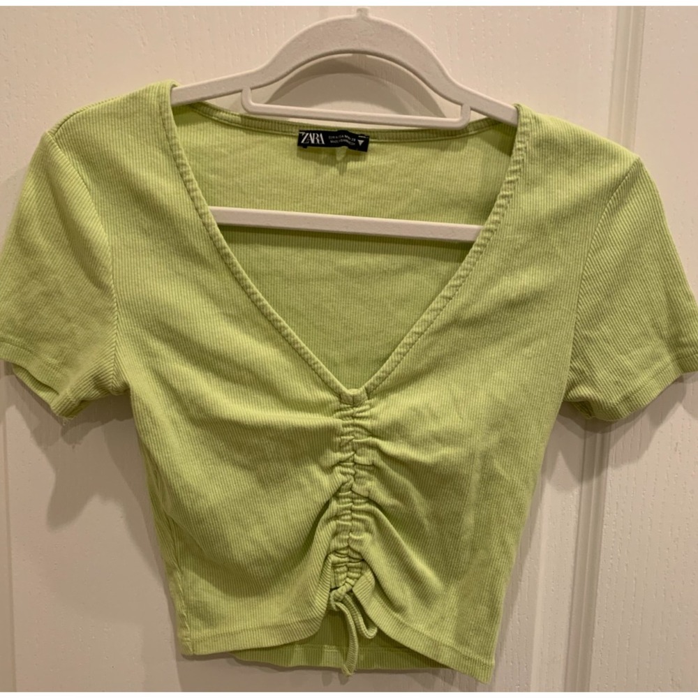 Zara knit Lime Green Cropped Top Sz S
